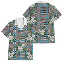 Blue Binakol Motifs With Jasminum Sambac Family Matching Short Sleeve Bodycon Dress and Hawaiian Shirt Mabuhay Philippines Festival DT05 Dad's Shirt - Short Sleeve Blue - Polynesian Pride