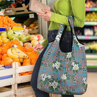 Blue Binakol Motifs With Jasminum Sambac Grocery Bag Mabuhay Philippines Festival DT05 - Polynesian Pride