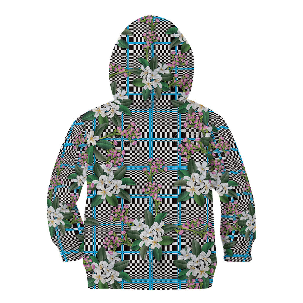 Blue Binakol Motifs With Jasminum Sambac Kid Hoodie Mabuhay Philippines Festival DT05 - Polynesian Pride