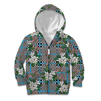 Blue Binakol Motifs With Jasminum Sambac Kid Hoodie Mabuhay Philippines Festival DT05 Zip Hoodie Blue - Polynesian Pride