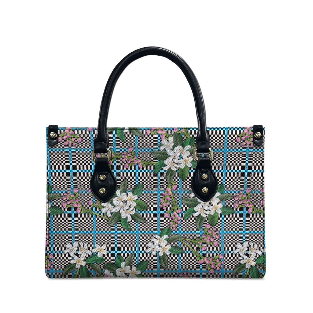 Blue Binakol Motifs With Jasminum Sambac Leather Bag Mabuhay Philippines Festival DT05 - Polynesian Pride