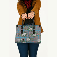 Blue Binakol Motifs With Jasminum Sambac Leather Bag Mabuhay Philippines Festival DT05 - Polynesian Pride