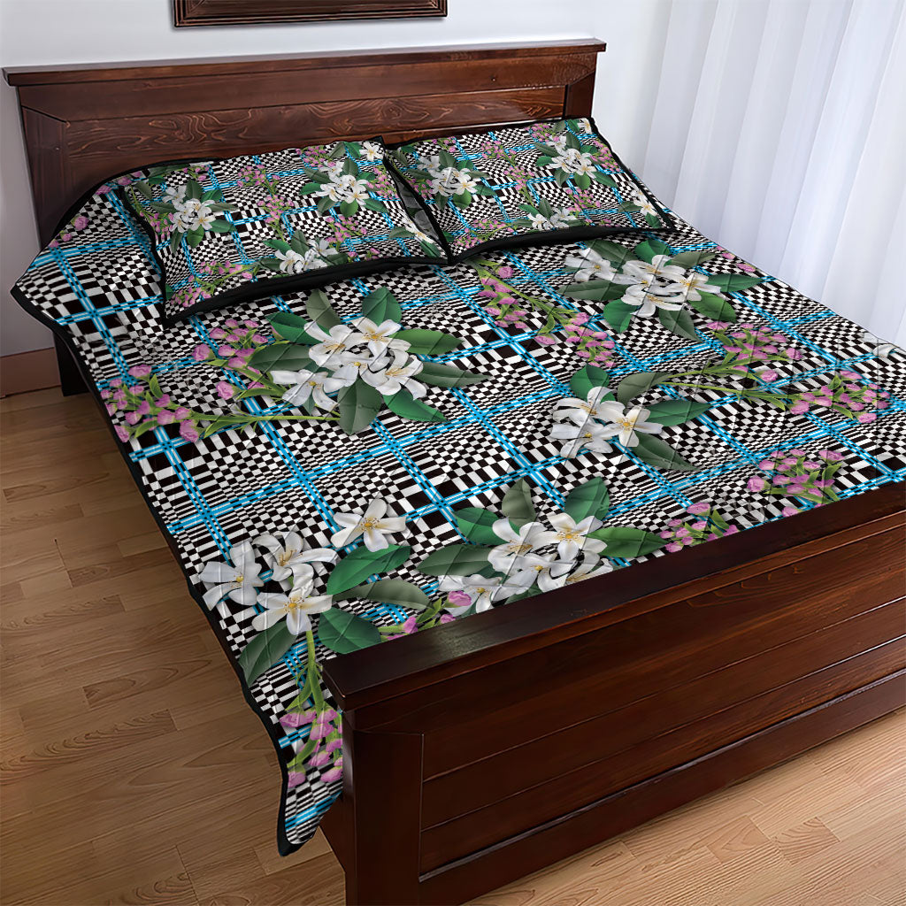 Blue Binakol Motifs With Jasminum Sambac Quilt Bed Set Mabuhay Philippines Festival DT05 - Polynesian Pride