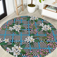 Blue Binakol Motifs With Jasminum Sambac Round Carpet Mabuhay Philippines Festival DT05 Blue - Polynesian Pride