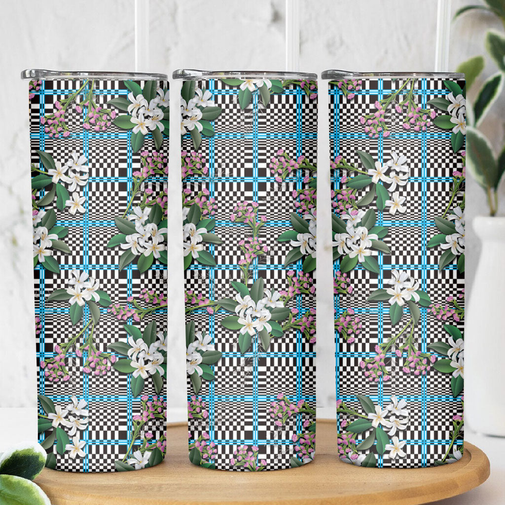 Blue Binakol Motifs With Jasminum Sambac Skinny Tumbler Mabuhay Philippines Festival DT05 - Polynesian Pride