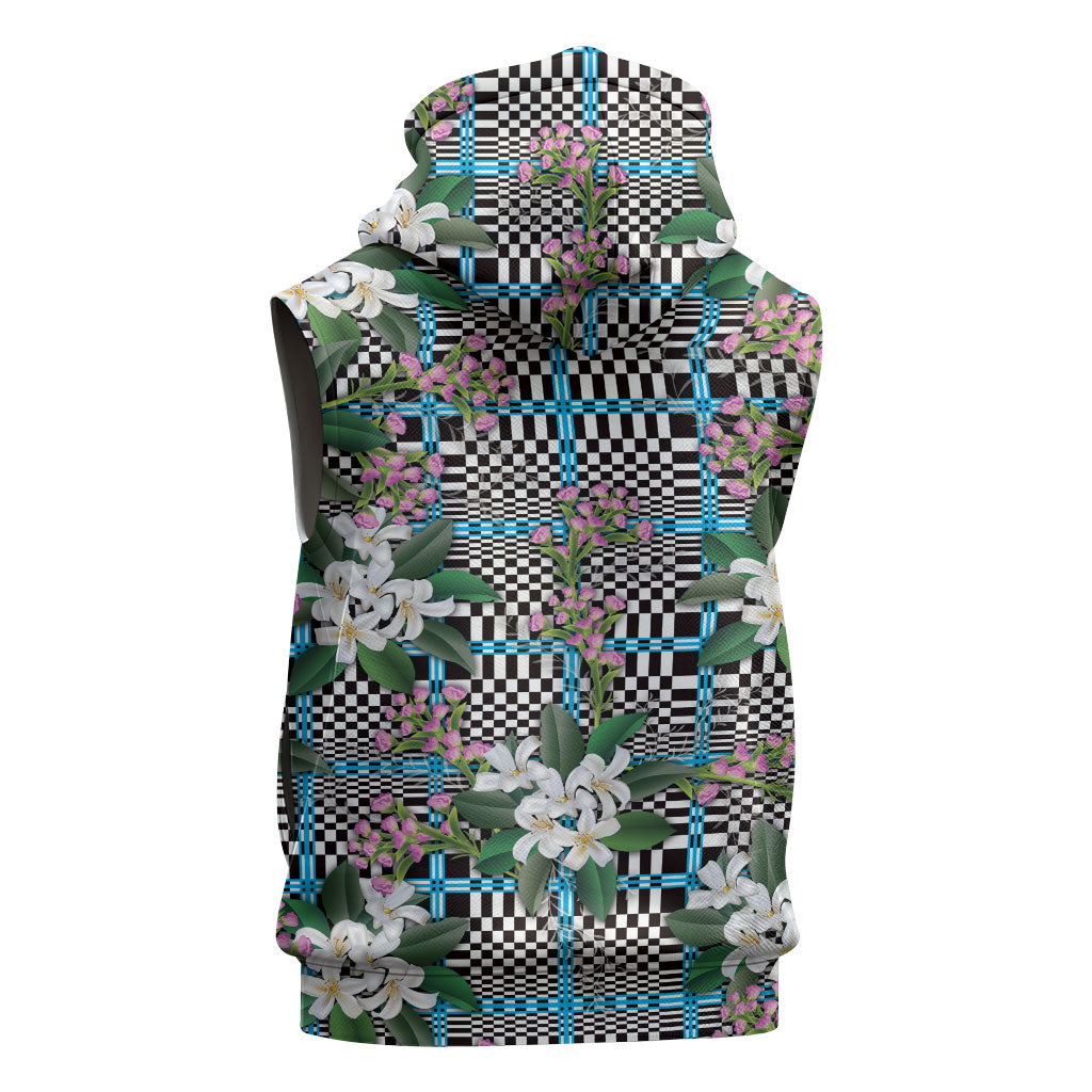 Blue Binakol Motifs With Jasminum Sambac Sleeveless Zip Hoodie Mabuhay Philippines Festival DT05 - Polynesian Pride