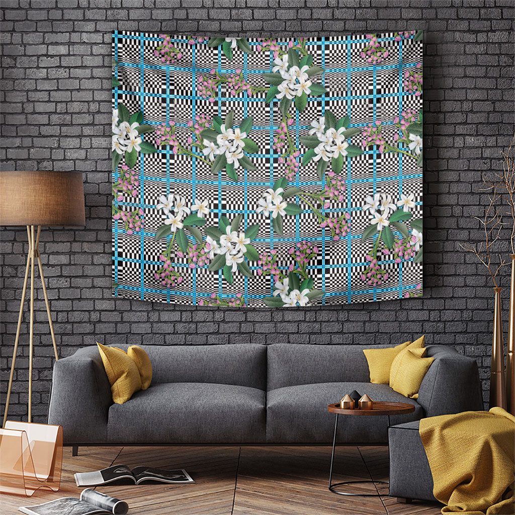 Blue Binakol Motifs With Jasminum Sambac Tapestry Mabuhay Philippines Festival DT05 Blue - Polynesian Pride