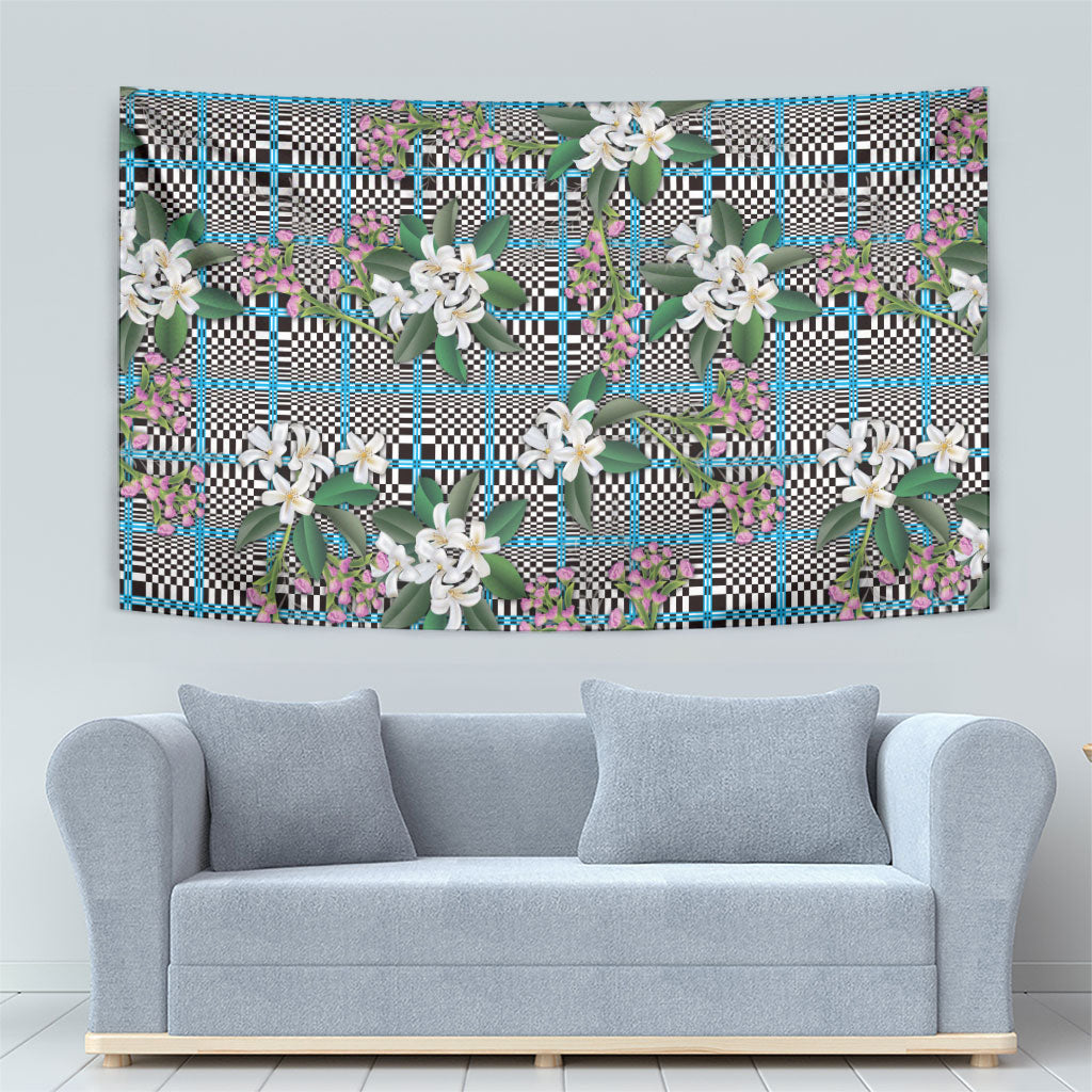 Blue Binakol Motifs With Jasminum Sambac Tapestry Mabuhay Philippines Festival DT05 - Polynesian Pride