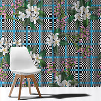 Blue Binakol Motifs With Jasminum Sambac Window Curtain Mabuhay Philippines Festival DT05 - Polynesian Pride