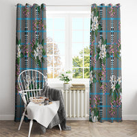 Blue Binakol Motifs With Jasminum Sambac Window Curtain Mabuhay Philippines Festival DT05 - Polynesian Pride