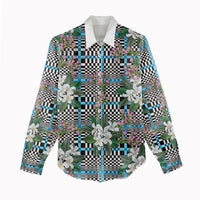 Blue Binakol Motifs With Jasminum Sambac Women Casual Shirt Mabuhay Philippines Festival DT05 - Polynesian Pride