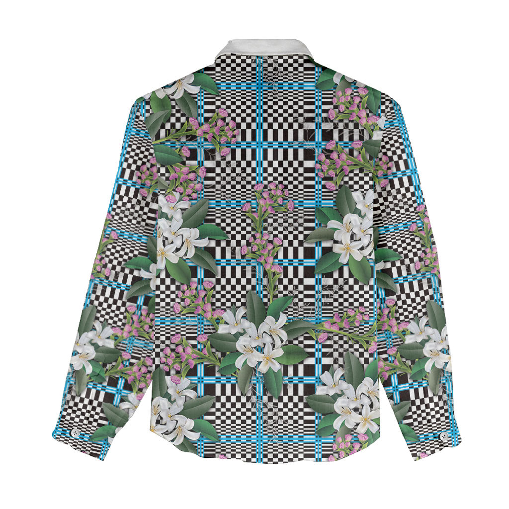 Blue Binakol Motifs With Jasminum Sambac Women Casual Shirt Mabuhay Philippines Festival DT05 - Polynesian Pride