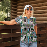Blue Binakol Motifs With Jasminum Sambac Women Polo Shirt Mabuhay Philippines Festival DT05 - Polynesian Pride