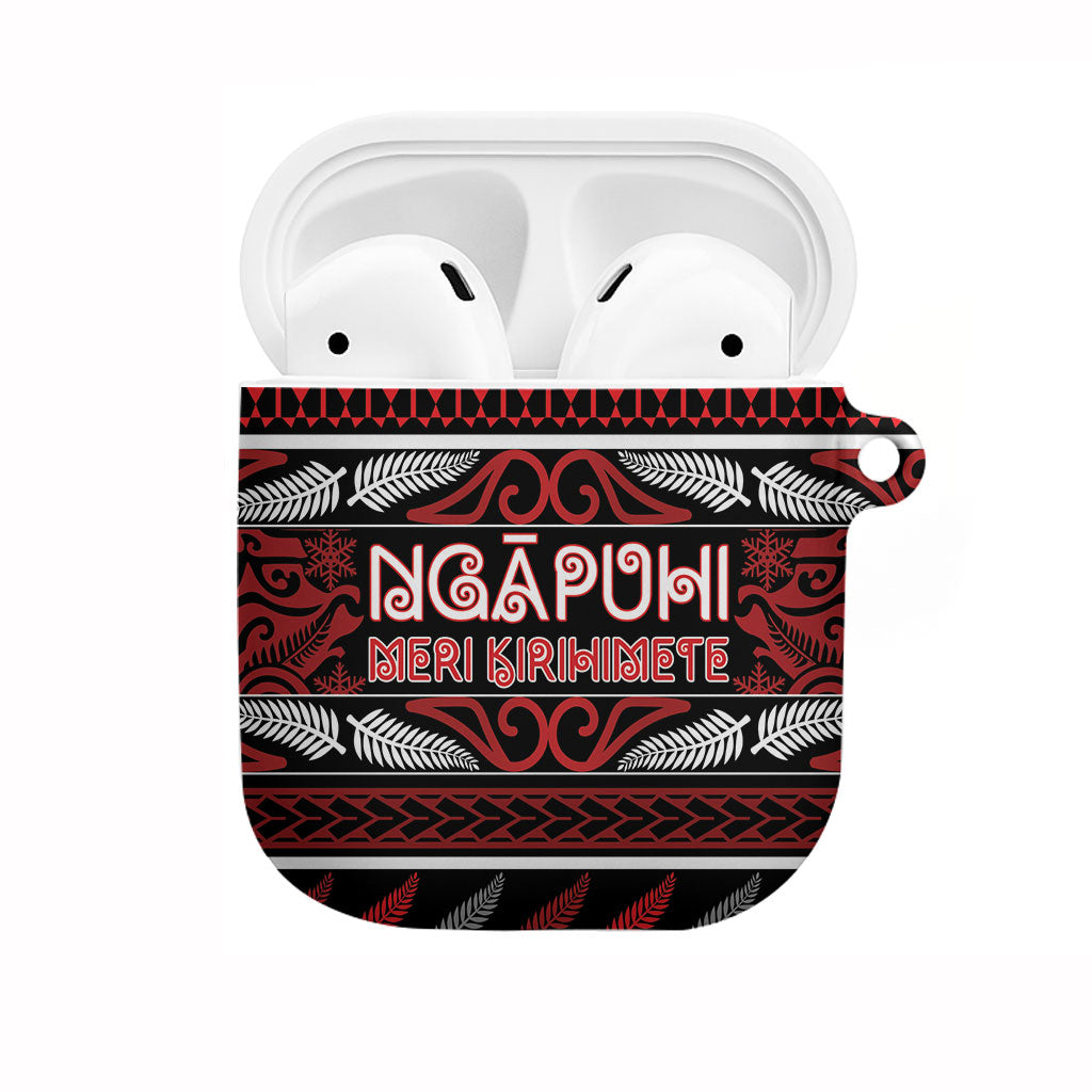 Ngapuhi Aotearoa Meri Kirihimete AirPods Case Maori Silver Fern Koru Tribal Pattern DT05 Red - Polynesian Pride