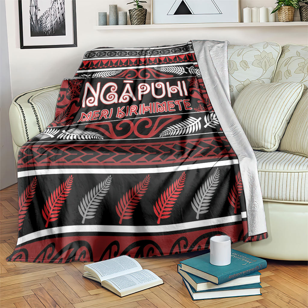Ngapuhi Aotearoa Meri Kirihimete Blanket Maori Silver Fern Koru Tribal Pattern DT05 Red - Polynesian Pride