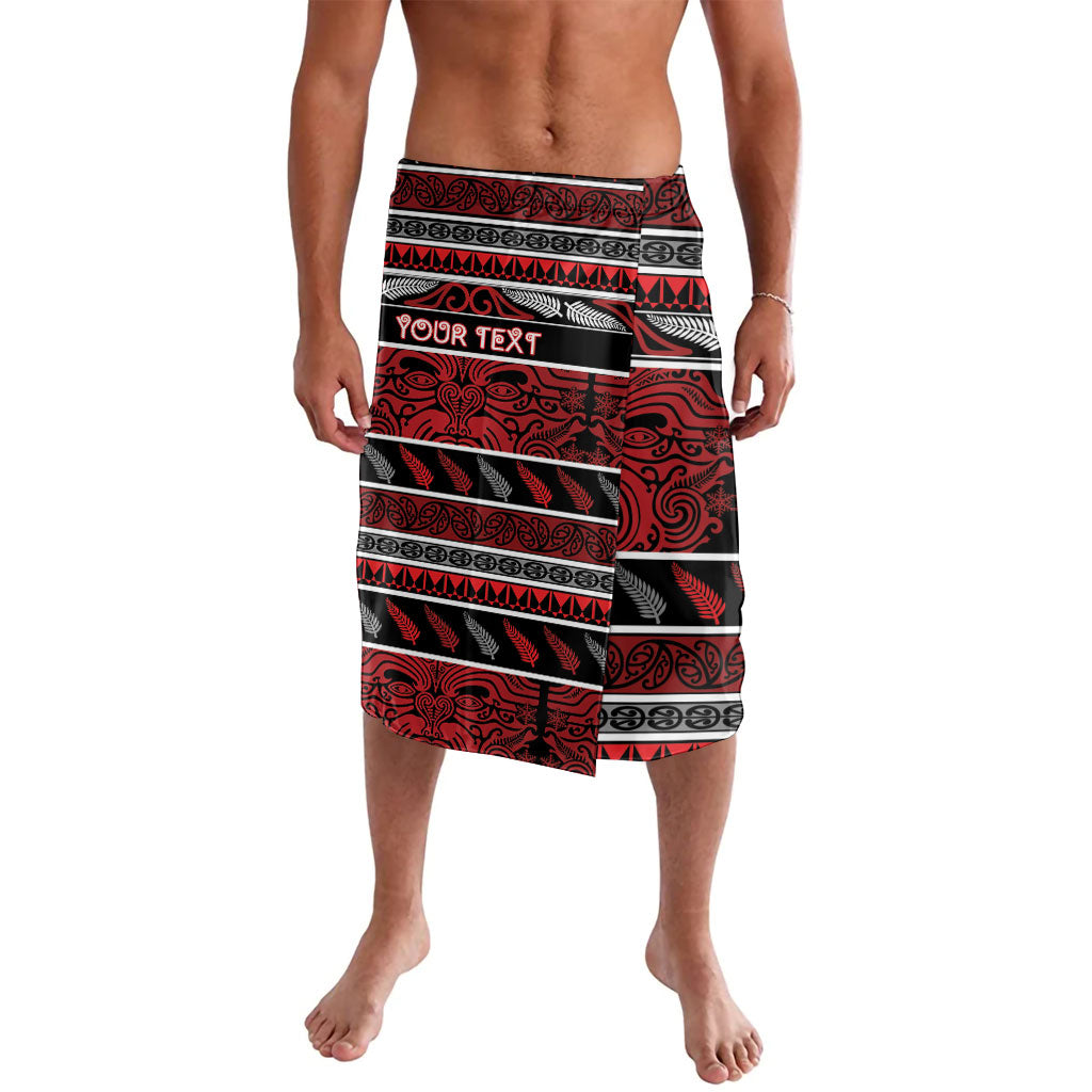 Personalised Ngapuhi Aotearoa Meri Kirihimete Lavalava Maori Silver Fern Koru Tribal Pattern DT05 Red - Polynesian Pride