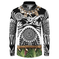 Polynesia Maui Black Tattoo Inspired Button Sweatshirt Tropical Leaf Skirt Costume DT05 Black - Polynesian Pride