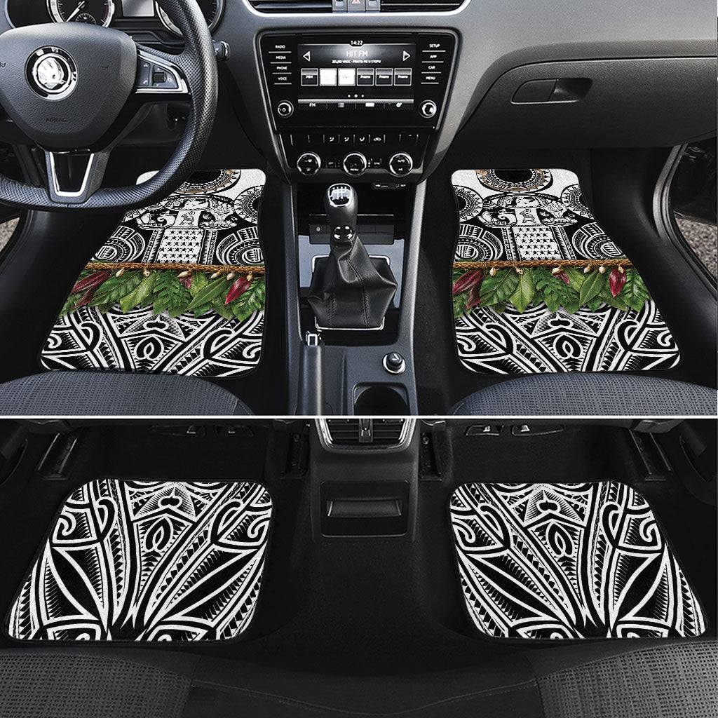 Polynesia Maui Black Tattoo Inspired Car Mats Tropical Leaf Skirt Costume DT05 Set 4pcs Black - Polynesian Pride