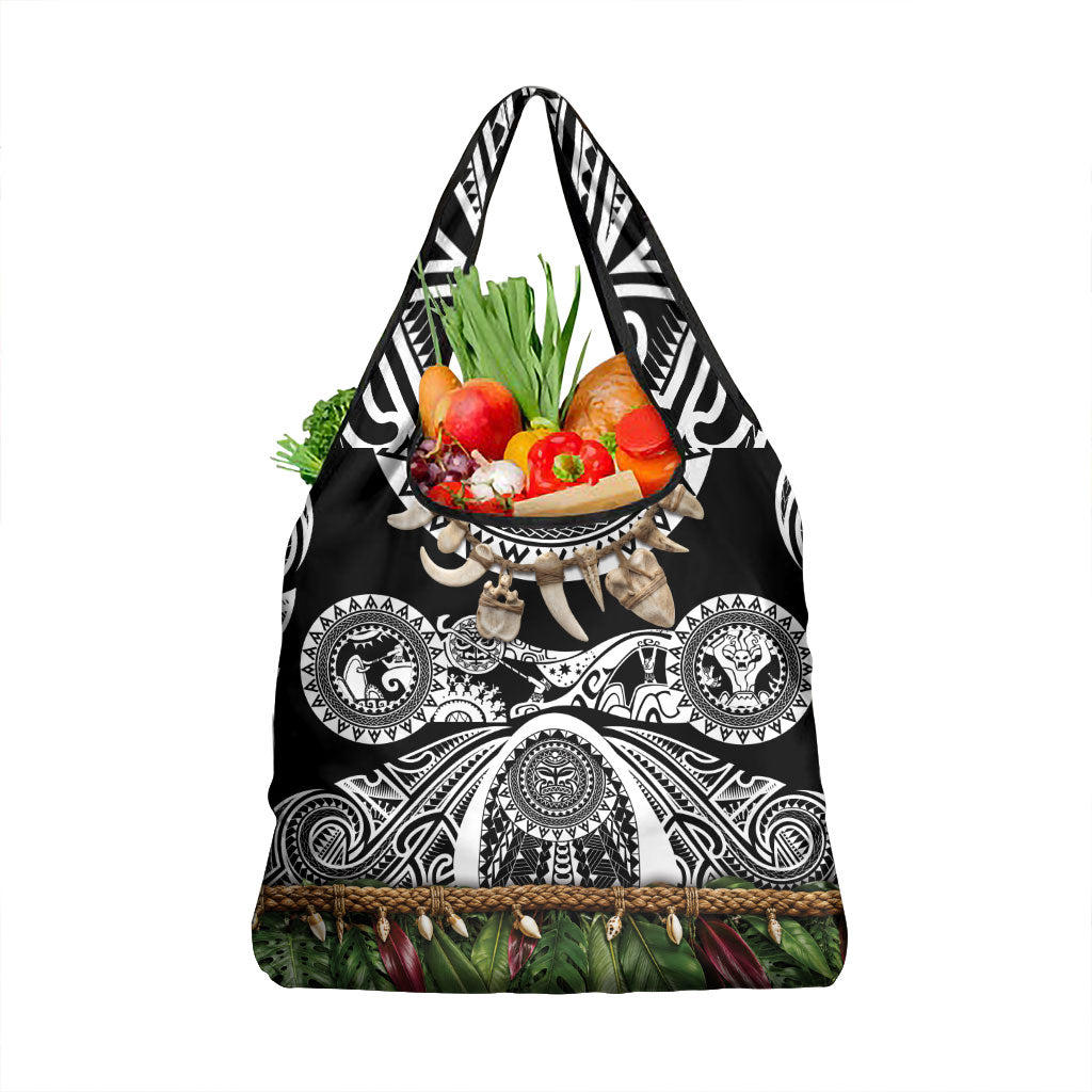 Polynesia Maui Black Tattoo Inspired Grocery Bag Tropical Leaf Skirt Costume DT05 1-pack One Size Black - Polynesian Pride