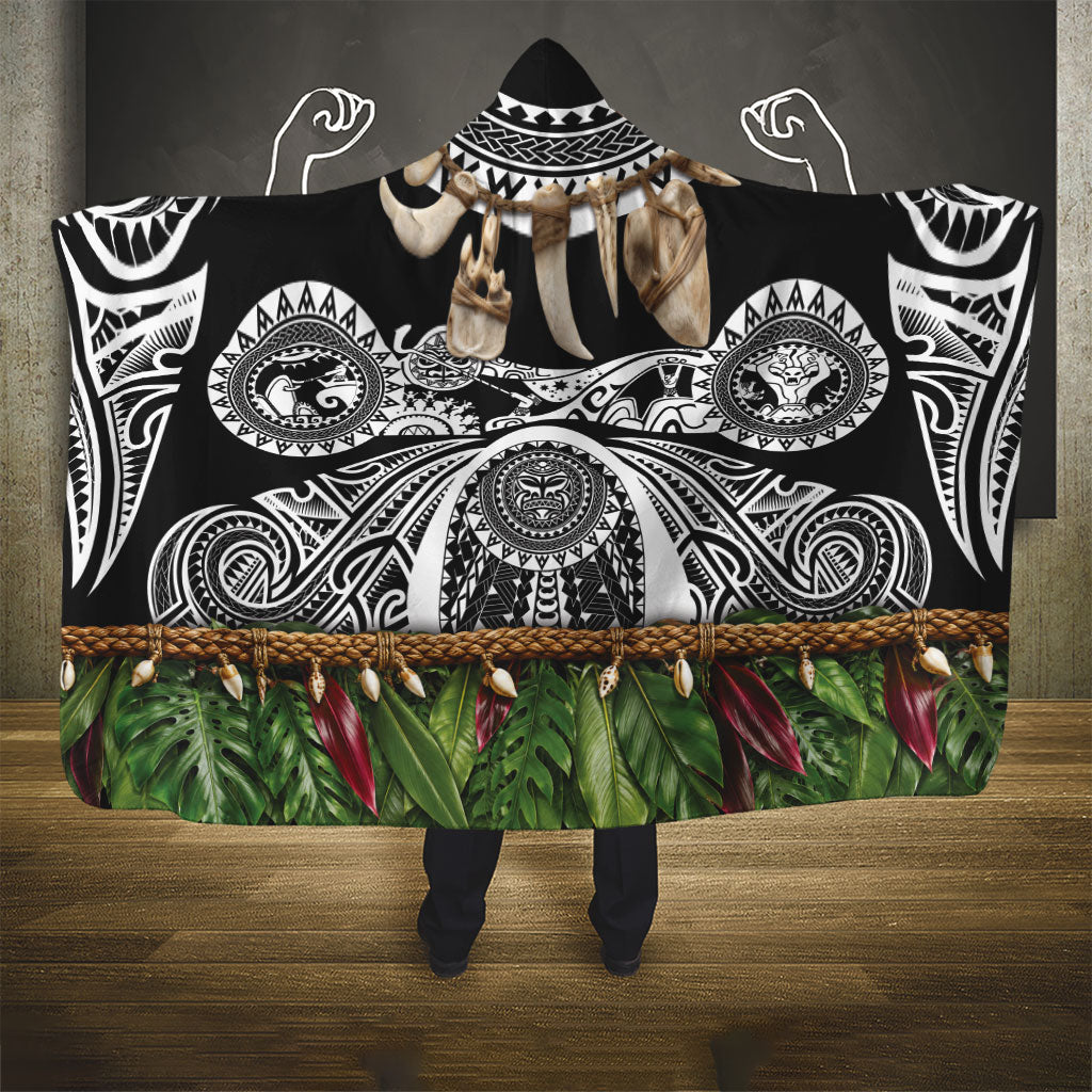Polynesia Maui Black Tattoo Inspired Hooded Blanket Tropical Leaf Skirt Costume DT05 - Polynesian Pride