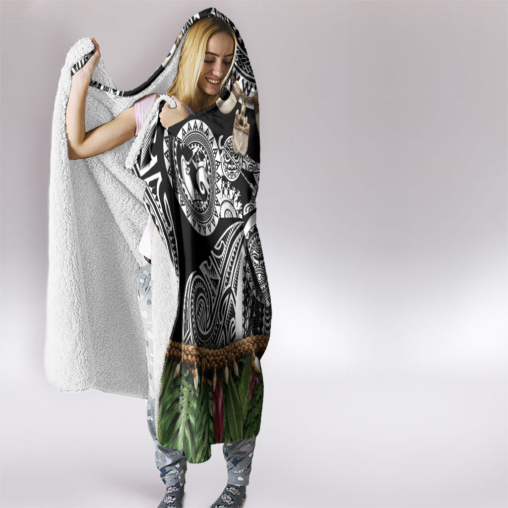 Polynesia Maui Black Tattoo Inspired Hooded Blanket Tropical Leaf Skirt Costume DT05 - Polynesian Pride