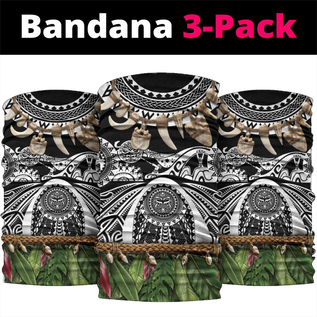 Polynesia Maui Black Tattoo Inspired Neck Gaiter Tropical Leaf Skirt Costume DT05 package One Size: 25*50cm Black - Polynesian Pride