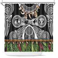 Polynesia Maui Black Tattoo Inspired Shower Curtain Tropical Leaf Skirt Costume DT05 Black - Polynesian Pride