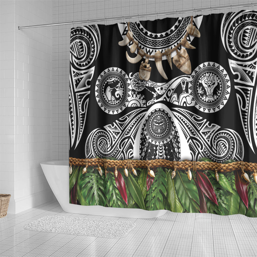 Polynesia Maui Black Tattoo Inspired Shower Curtain Tropical Leaf Skirt Costume DT05 - Polynesian Pride