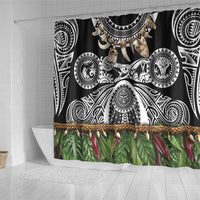 Polynesia Maui Black Tattoo Inspired Shower Curtain Tropical Leaf Skirt Costume DT05 - Polynesian Pride