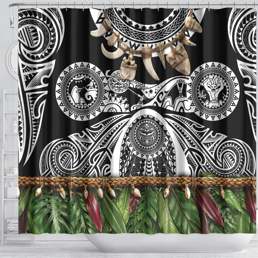 Polynesia Maui Black Tattoo Inspired Shower Curtain Tropical Leaf Skirt Costume DT05 - Polynesian Pride
