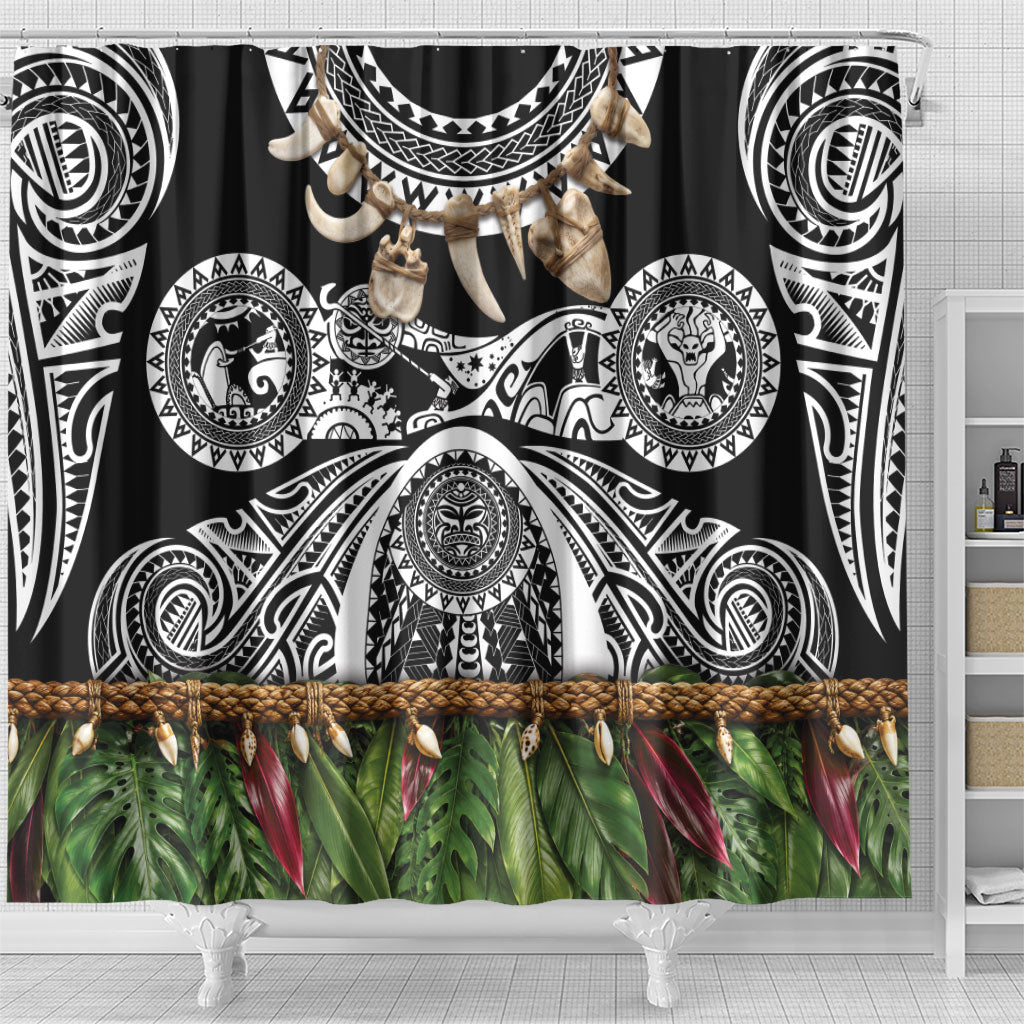 Polynesia Maui Black Tattoo Inspired Shower Curtain Tropical Leaf Skirt Costume DT05 - Polynesian Pride