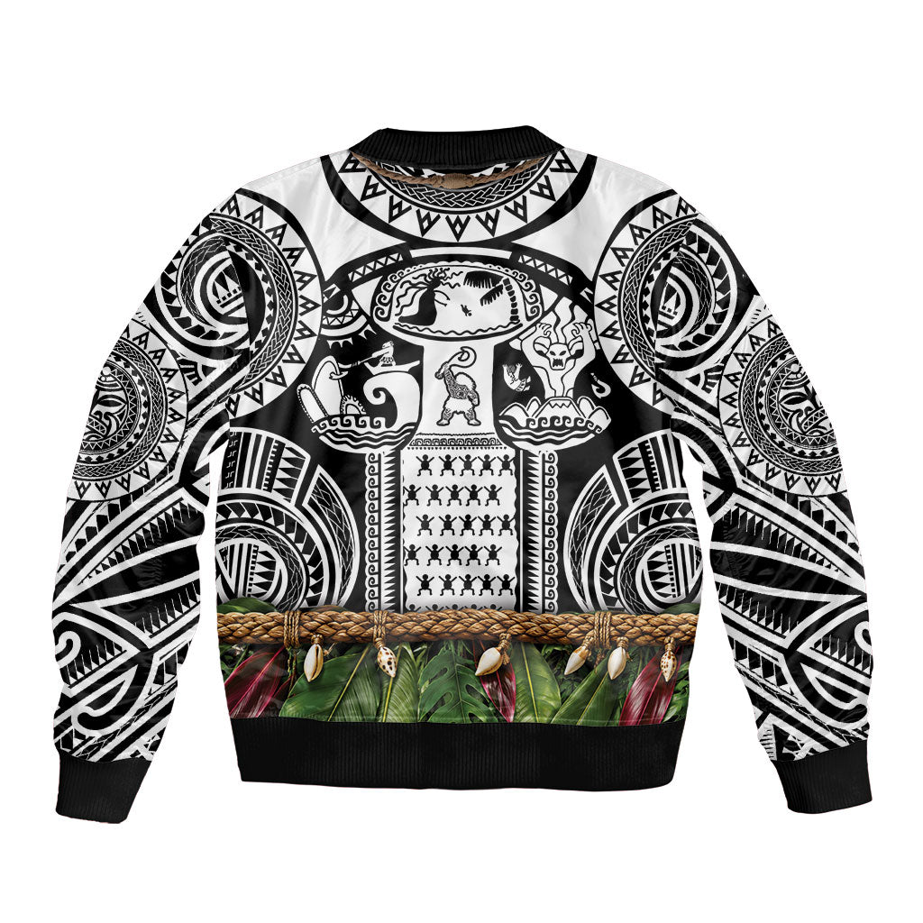 Polynesia Maui Black Tattoo Inspired Sleeve Zip Bomber Jacket Tropical Leaf Skirt Costume DT05 - Polynesian Pride
