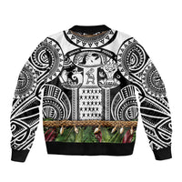 Polynesia Maui Black Tattoo Inspired Sleeve Zip Bomber Jacket Tropical Leaf Skirt Costume DT05 - Polynesian Pride