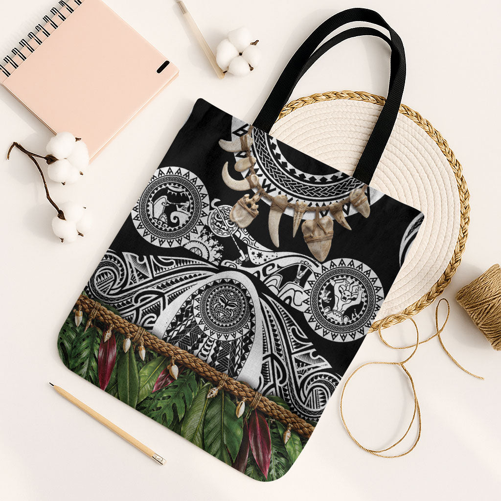 Polynesia Maui Black Tattoo Inspired Tote Bag Tropical Leaf Skirt Costume DT05 Black Strap One Size Black - Polynesian Pride