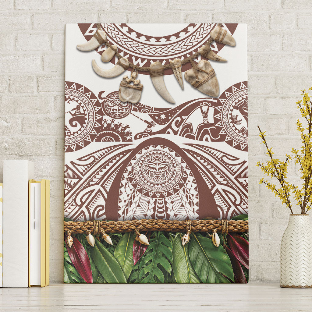 Polynesia Maui Umber Tattoo Inspired Canvas Wall Art Tropical Leaf Skirt Costume DT05 Without Frame Brown - Polynesian Pride
