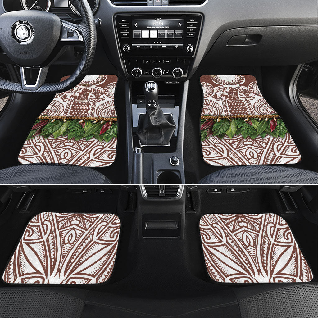Polynesia Maui Umber Tattoo Inspired Car Mats Tropical Leaf Skirt Costume DT05 Set 4pcs Brown - Polynesian Pride