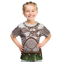 Polynesia Maui Umber Tattoo Inspired Kid T Shirt Tropical Leaf Skirt Costume DT05 Brown - Polynesian Pride