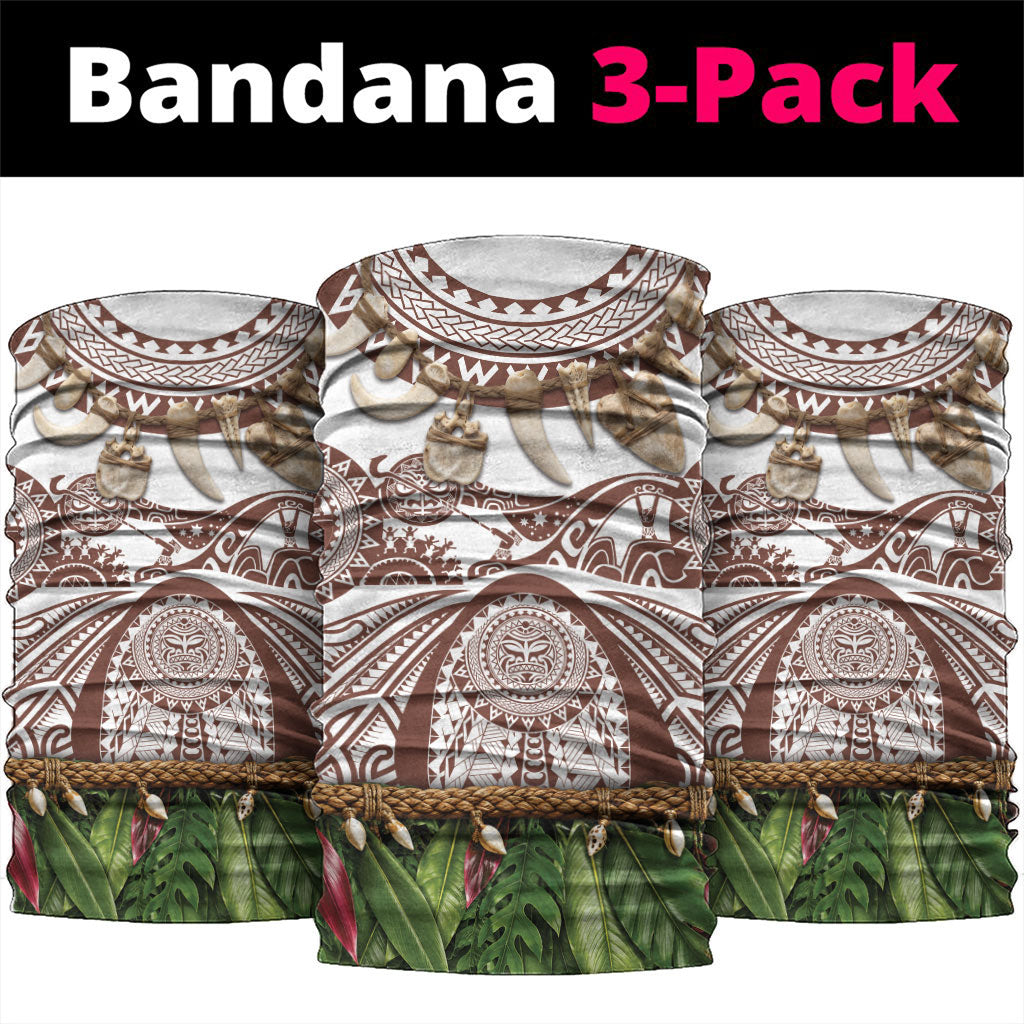 Polynesia Maui Umber Tattoo Inspired Neck Gaiter Tropical Leaf Skirt Costume DT05 package One Size: 25*50cm Brown - Polynesian Pride
