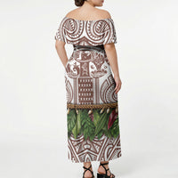 Polynesia Maui Umber Tattoo Inspired Off Shoulder Maxi Dress Tropical Leaf Skirt Costume DT05 - Polynesian Pride