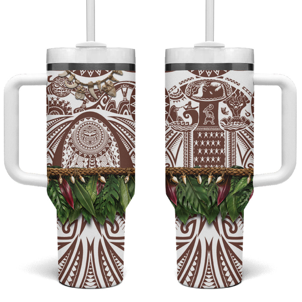 Polynesia Maui Umber Tattoo Inspired Tumbler With Handle Tropical Leaf Skirt Costume DT05 One Size: 40 oz Brown - Polynesian Pride