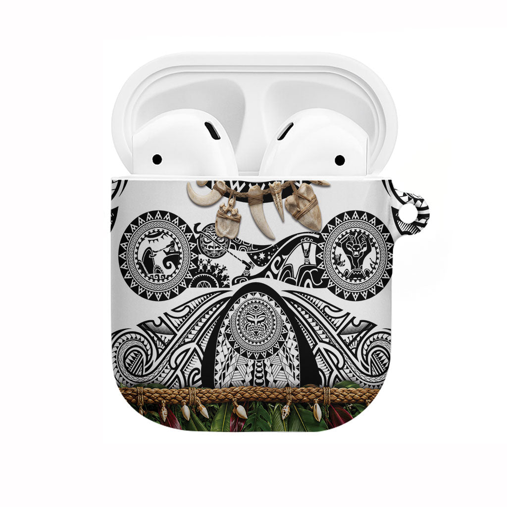 Polynesia Maui White Tattoo Inspired AirPods Case Tropical Leaf Skirt Costume DT05 White - Polynesian Pride
