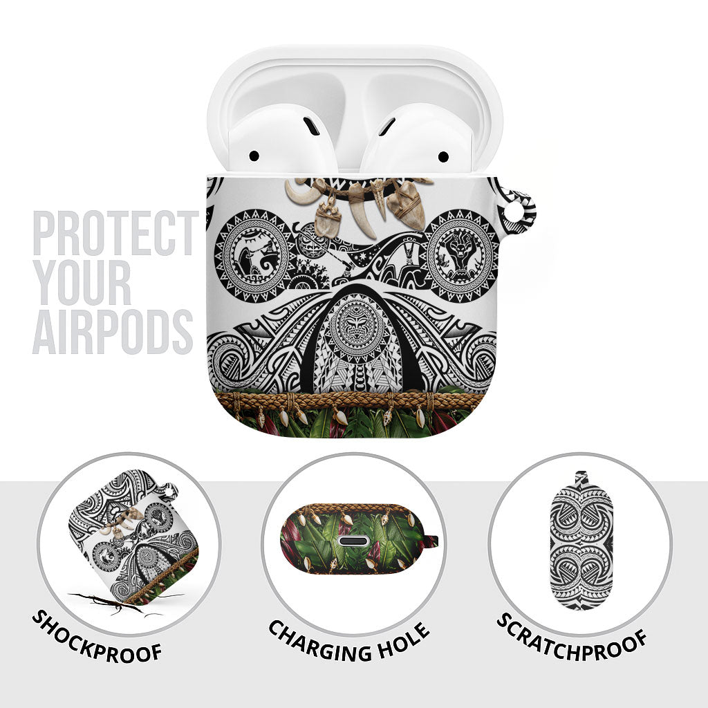 Polynesia Maui White Tattoo Inspired AirPods Case Tropical Leaf Skirt Costume DT05 - Polynesian Pride
