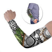 Polynesia Maui White Tattoo Inspired Arm Sleeves Tropical Leaf Skirt Costume DT05 Set of 2 White - Polynesian Pride