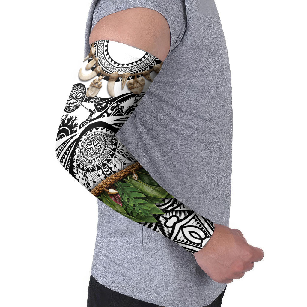 Polynesia Maui White Tattoo Inspired Arm Sleeves Tropical Leaf Skirt Costume DT05 - Polynesian Pride