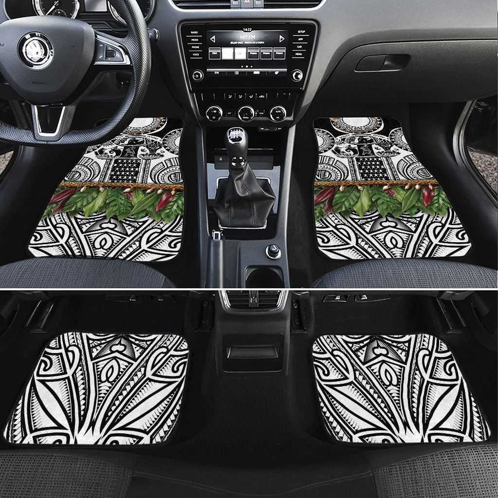 Polynesia Maui White Tattoo Inspired Car Mats Tropical Leaf Skirt Costume DT05 Set 4pcs White - Polynesian Pride