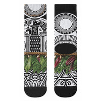 Polynesia Maui White Tattoo Inspired Crew Socks Tropical Leaf Skirt Costume DT05 - Polynesian Pride