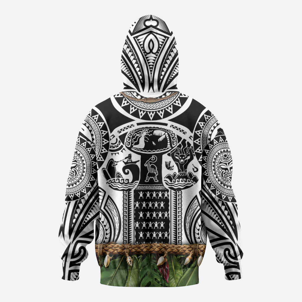 Polynesia Maui White Tattoo Inspired Hoodie Tropical Leaf Skirt Costume DT05 - Polynesian Pride