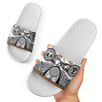 Polynesia Maui White Tattoo Inspired Slide Sandals Tropical Leaf Skirt Costume DT05 - Polynesian Pride