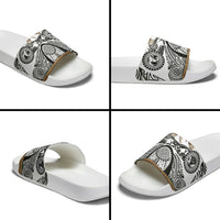 Polynesia Maui White Tattoo Inspired Slide Sandals Tropical Leaf Skirt Costume DT05 - Polynesian Pride
