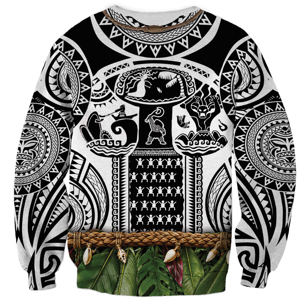 Polynesia Maui White Tattoo Inspired Sweatshirt Tropical Leaf Skirt Costume DT05 - Polynesian Pride